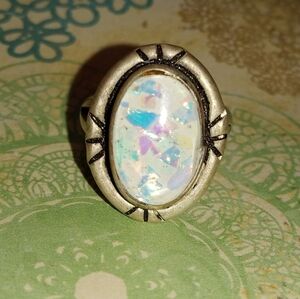 Silver Dichroic Glass Size 3 1/4 Ring